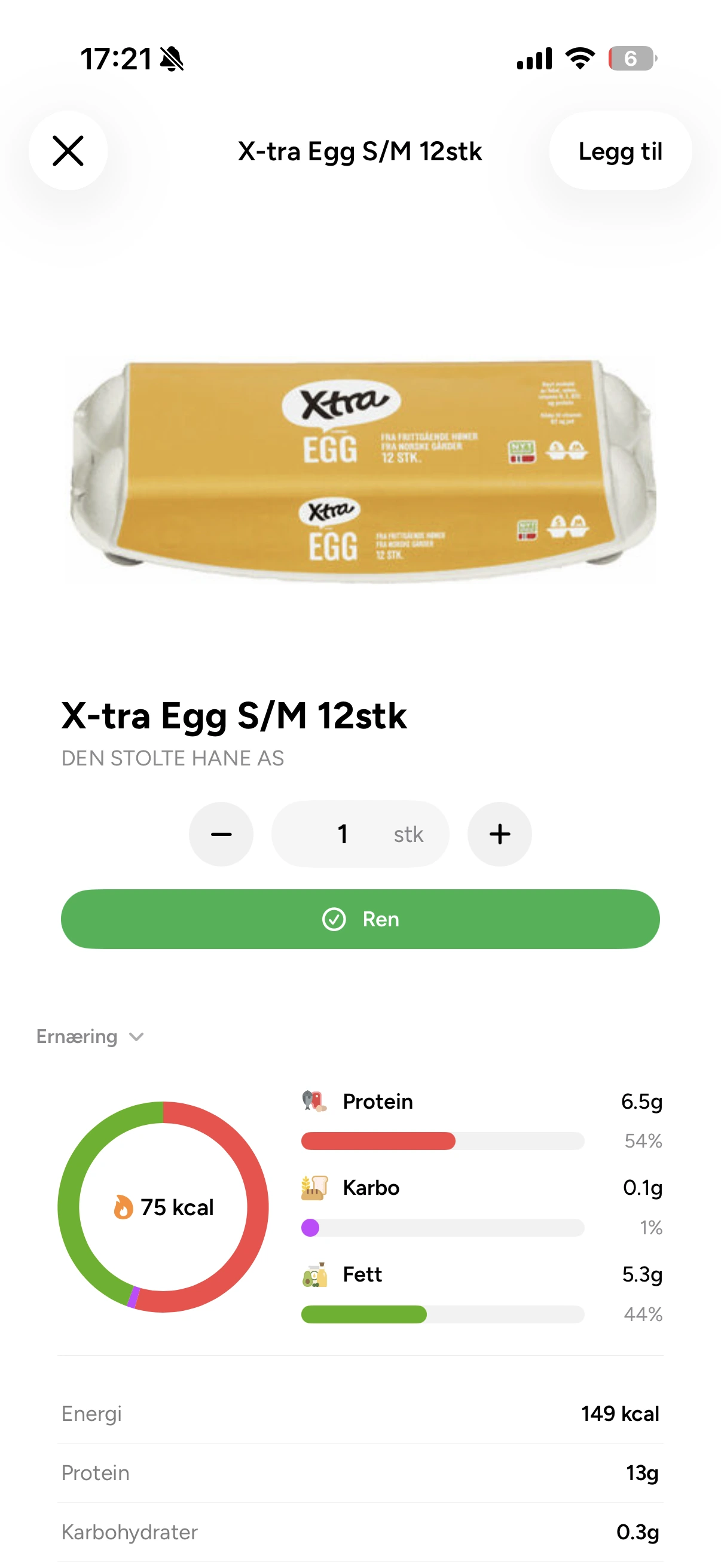 Biffen markerer en eggekartong som ren